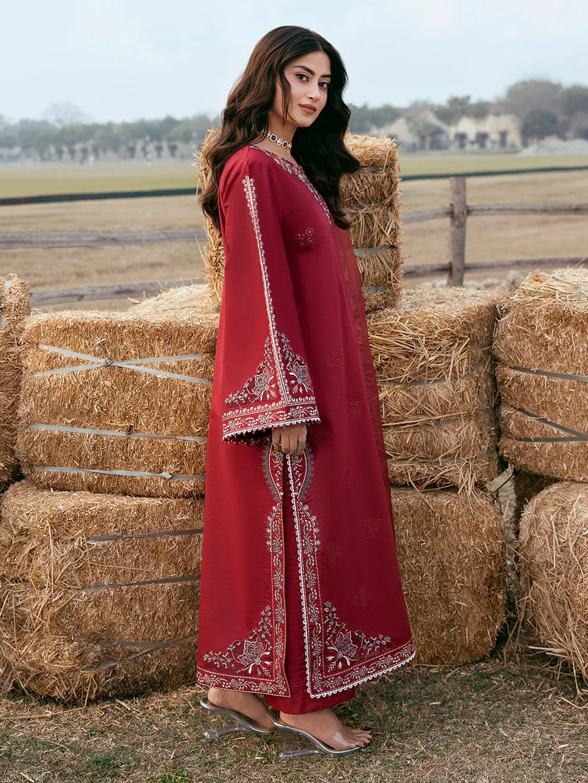 Lawn-3PC Chikankari Embroidered Shirt With Khadi Net Embroidered Dupatta-5268