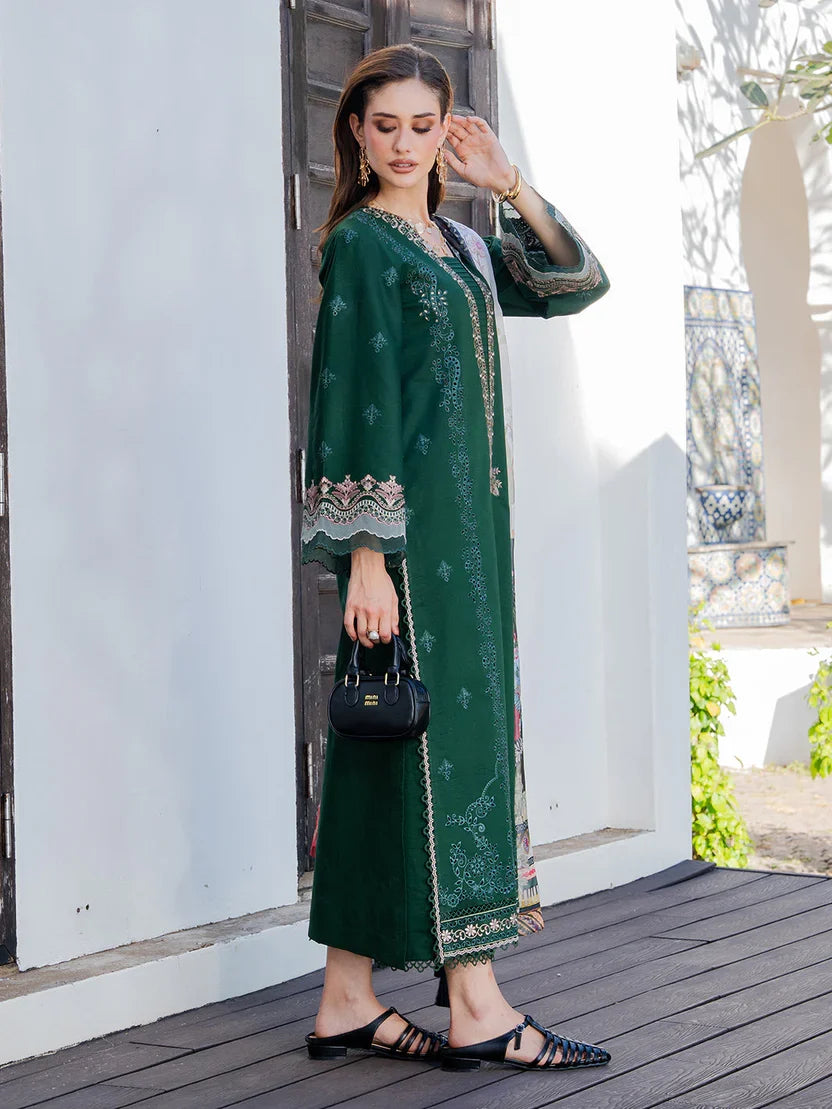 Lawn-3PC Chikankari Embroidered Shirt With Digital Printed Jacquard Dupatta-5338