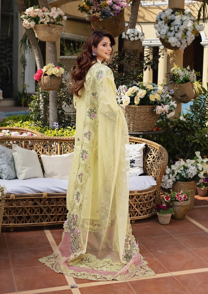 Lawn - 3PC Chikankari Embroidered Shirt With Khadi Net Embroidered Dupatta - 5302 - Sapphire Studios